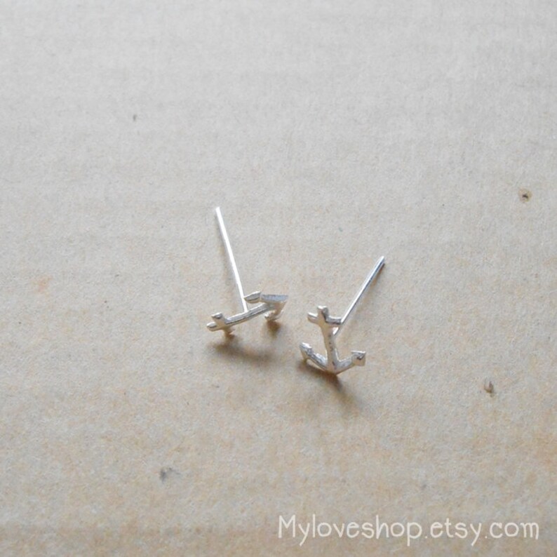 Silver Anchor Earrings, Cute Navy Earrings, Cartilage Piecing, Anchor