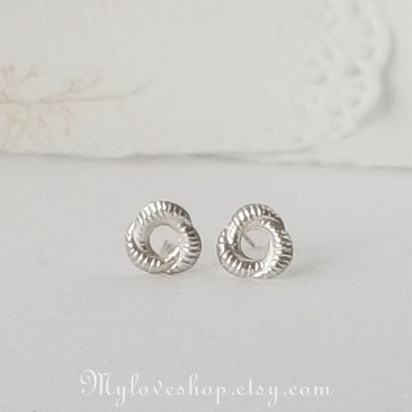 Silver Stud Earrings, 925 Sterling Silver Spiral Wave, Women Earrings, gift for her,