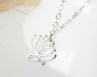 Lotus necklace, Silver water Lily necklace Vintage Style Charm Necklace, Nickle Free, Bridesmaid gift, Wedding accessories, gift for Mom