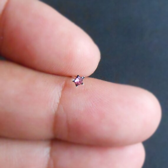 925 S//S nariz hueso con CZ Estrella Roja 3mm