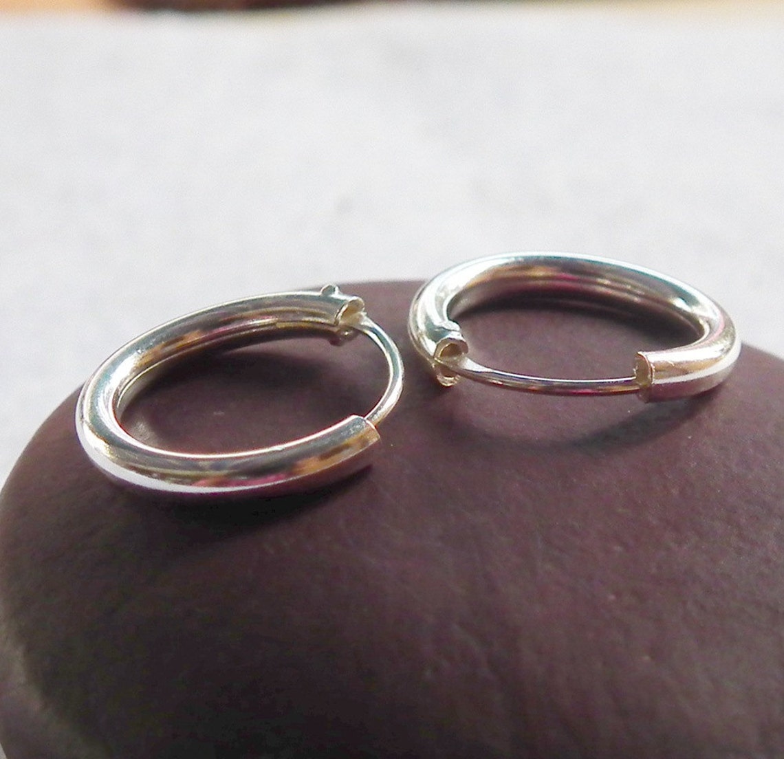 Thick Silver Hoop Earrings 925 Sterling Silver Cartilage Etsy UK