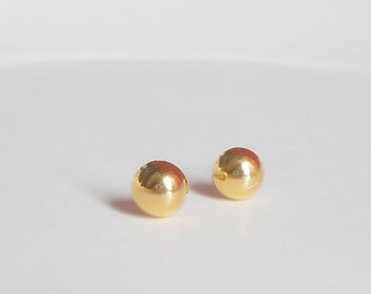 Gold stud earrings, Half Ball Polishes stud, 22k gold plated brass, women earrings, Bridesmaid earrings Sister gift Mother gift