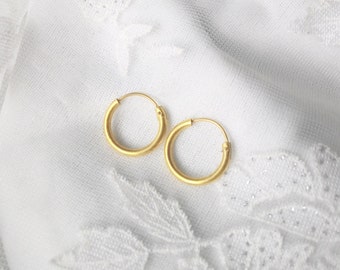 Golden Hoop Earrings, Solid Brass Cartilage Ear hinge hoop, Thick Hinged Hoop, Cartilage Body Piercing Jewelry Nose, Lip, Ring, Helix, Rook