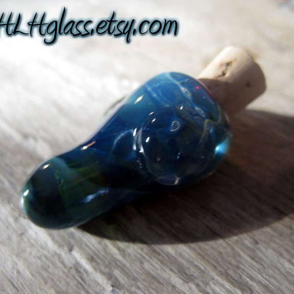 MAGIC POTION BOTTLE  Aromatherapy Vial Fumed Silver Lampwork Glass Vessel  focal bead HLH