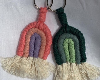 Macrame rainbow keychain