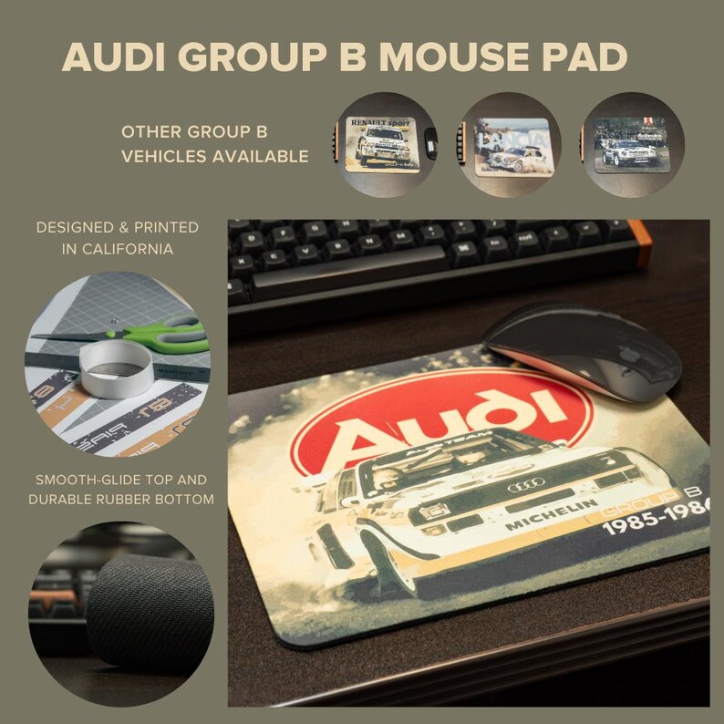 Audi Rally Group B Race Car Photo Mousepad - Gifts for Him, Gamers ...