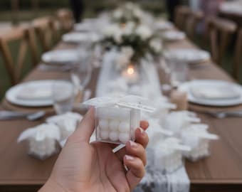 Personalized Bubble Candle Wedding Favors | Custom Clear Box Guest Gifts | Elegant Bridal Shower Souvenirs