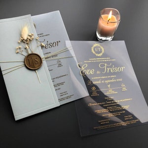 Gold gedrucktes Luxus-Einladungsset, elegante Hochzeitseinladung mit goldfarbenen Rändern und personalisiertem Siegelwachs, Quinceanera Einladungen