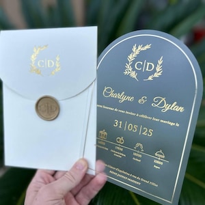 Klares Acryl-Hochzeits-Einladungs-Set; Transparente Hochzeitseinladungen mit benutzerdefinierten Siegelwachs, luxuriöse, anpassbare Einladungen für Hochzeiten
