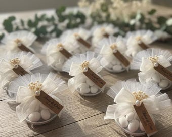 Personalized Tulle Dragee Favors for Wedding, Bridal Shower & Christening