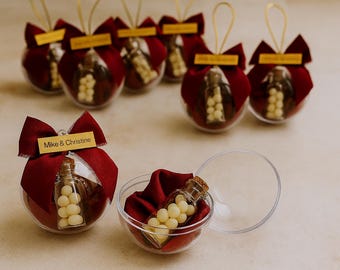 Personalized Wedding Favor: Candy-Filled Ornament with Custom Tag