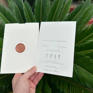 Elegante geprägte Elfenbeinfarbene Einladung mit Wachssiegel, perfekt für Luxushochzeiten und besondere Anlässe, Geburtstagseinladung, Hochzeitseinladung