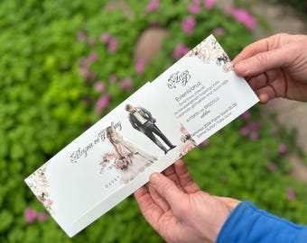 Sliding Animated Wedding Invitation Set: Interactive Bride & Groom Design