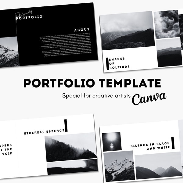 Editable Canva Portfolio Ebook / Showmap / Leadmagnet Template | Black and White Portfolio Ebook for Photographers / Creators