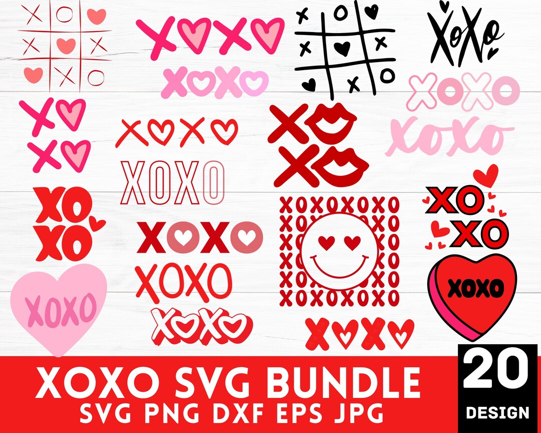 Hugs and Kisses SVG PNG PDF, Xoxo Svg, Heart Svg, Valentines Svg, Love ...