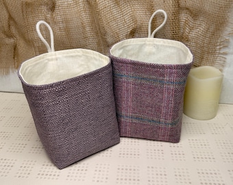 Lavender Fabric Basket – Handmade Home Storage, Hanging Organiser Bin