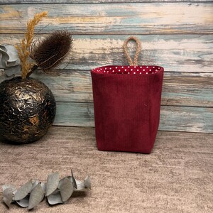 Cherry Hanging Basket – Deep red Colour with Reversible Patterned Lining