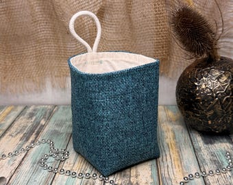 Small Fabric Storage Basket – Handmade Linen Basket with Hanging Loop