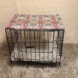 Personalised Dog Crate Cover – Reversible Fabric Design with Sewn-In Magnets, Machine Washable