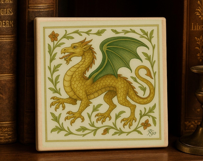Medieval Dragon Tile Set – Vintage Fantasy Decor