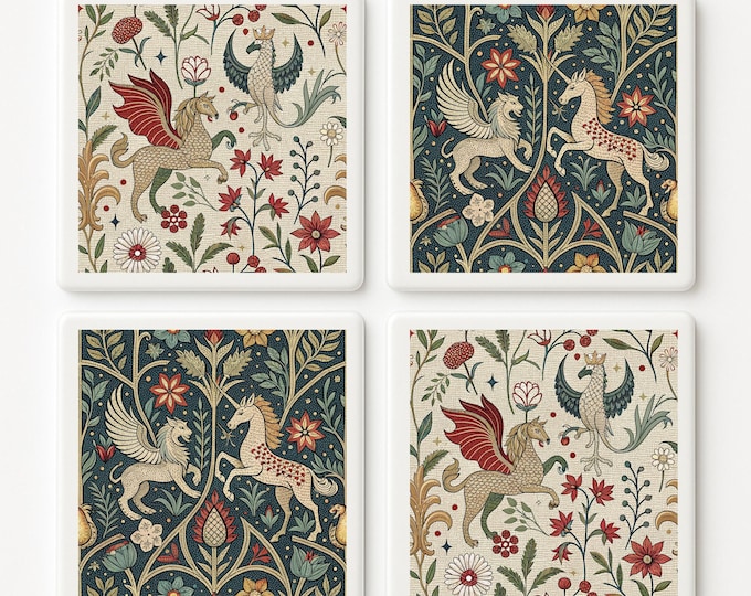 Illuminated Manuscript Animal Tile | Medieval Decor