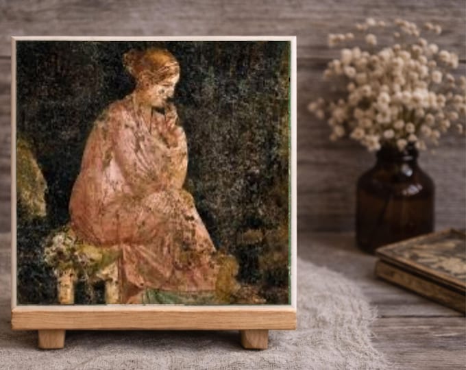 Ancient Roman Fresco Art Tile – Vintage Goddess Wall Decor – Museum Style European