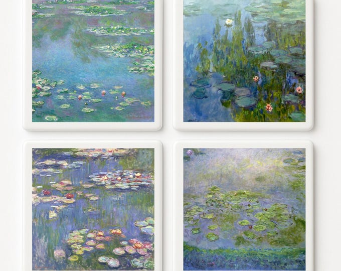 Monet Water Lily Tile Set | Impressionist Garden Art (4)