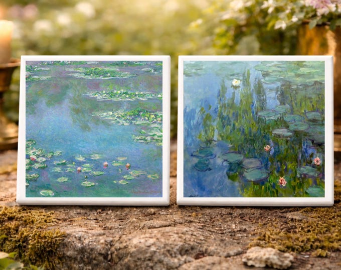 Monet Water Lily Tile | Impressionist Garden Decor