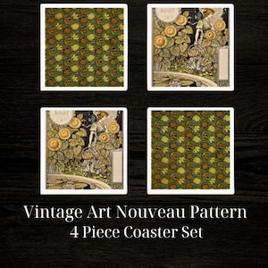 Set di sottobicchieri in ceramica Art Nouveau: sottobicchieri fatti a mano