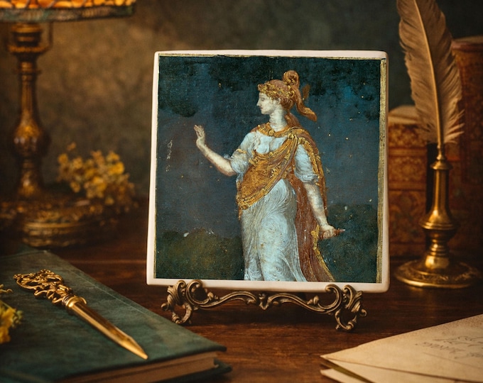 Ancient Roman Goddess Tile Coasters – Classical Fresco Style