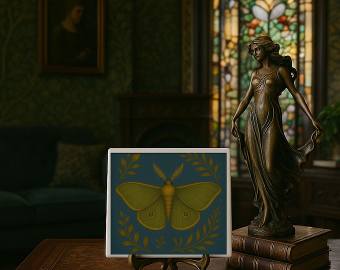 Botanical Moth Coasters • 4x4 Ceramic Set