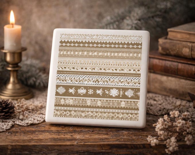 Neutral Christmas Nordic Coasters • 4x4 Tile