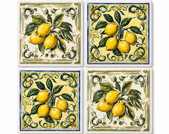 Ceramiczne podstawki pod cytrynę: płytki mozaikowe w stylu vintage – styl kuchni toskańskiej