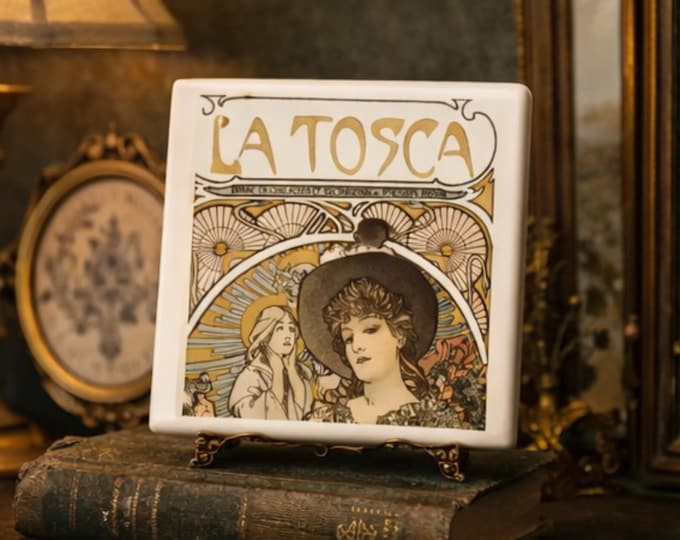 Art Nouveau Mucha ceramic Tiles | Vintage theater Poster Ceramic | Decorative Tile