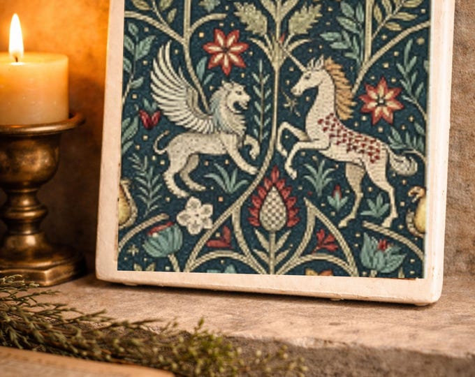 Illuminated Manuscript Animal Tile | Medieval Decor