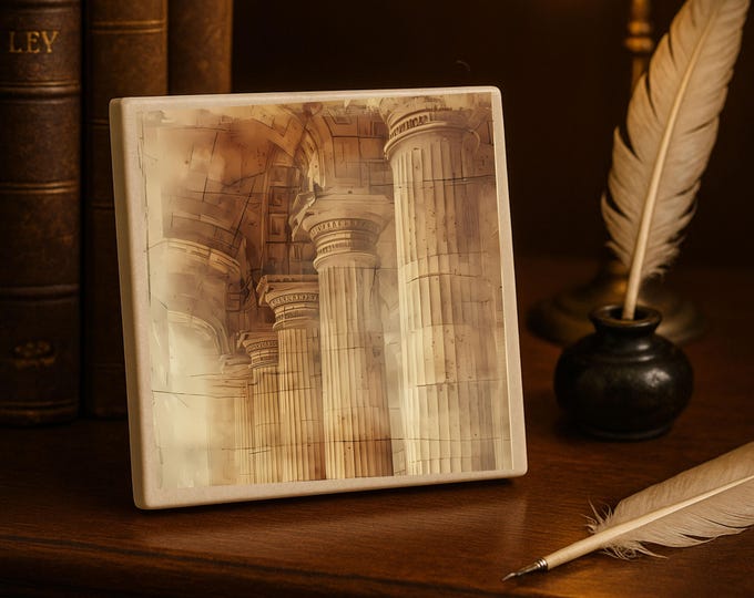 Ancient Column Tile | Classical Architecture Art | Vintage Stone Decor