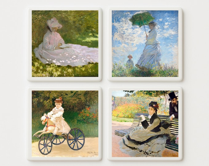 Claude Monet Ceramic Tile Set – Impressionist Wall Art – Vintage French Garden Decor