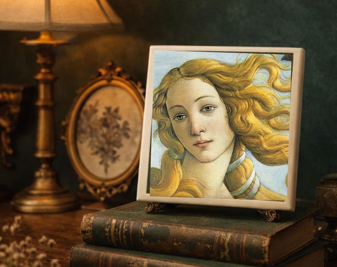 Botticelli Muse Ceramic Tile | Renaissance Art Decor