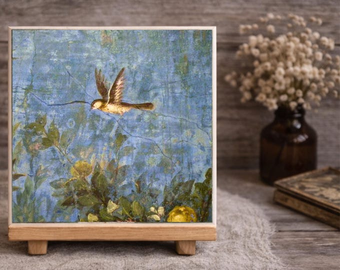 Pompeii Fresco Ceramic Tile Coaster — Roman Art, Ancient Inspired Home Decor