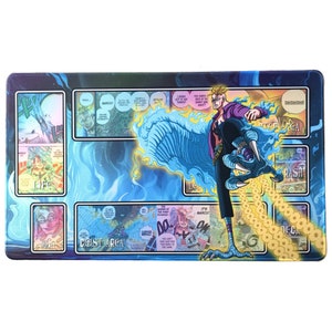Playmat Marco the Phoenix - with Zones Spielmatte Game Mat TCG Whitebeard Pirates Blue Fire Phönix