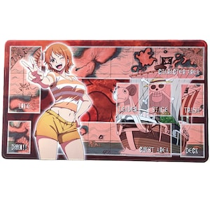 Tapis de jeu Cat Burglar Nami - avec zones Tapis de jeu TCG Pirates du Chapeau de Paille Waifu Fille mignonne