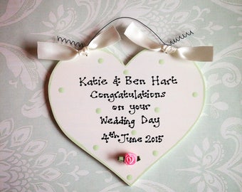 Personalised Wedding Day Heart Sign ~ Gift Present ~ Personalised Message ~ Engagement or Anniversary