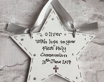 Personalised STAR sign ~ Gift for New Baby, Christening, Baptism, Holy Communion, Naming day ~ Personalised Handmade Present