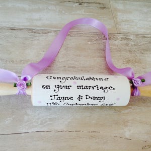 Personalised Traditional Wedding Rolling Pin for Bride Gift Present Choose Colours & Message image 7