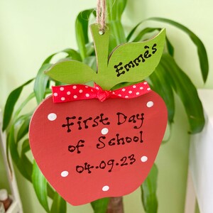 First day of School, Nursery, Pre school Personalised Apple Plaque Sign image 4