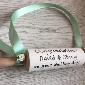 Personalised Traditional Wedding Rolling Pin for Bride Gift Present Choose Colours & Message image 5