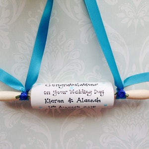 Personalised Traditional Wedding Rolling Pin for Bride Gift Present Choose Colours & Message image 9