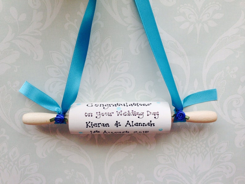 Personalised Traditional Wedding Rolling Pin for Bride Gift Present Choose Colours & Message image 9