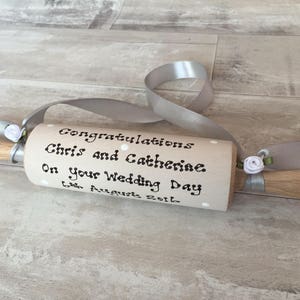 Personalised Traditional Wedding Rolling Pin for Bride Gift Present Choose Colours & Message image 8