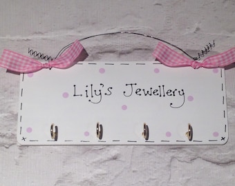 Personalised Sign Plaque - Jewellery or Keys Holder with Hooks ~ Home Sweet Home ~